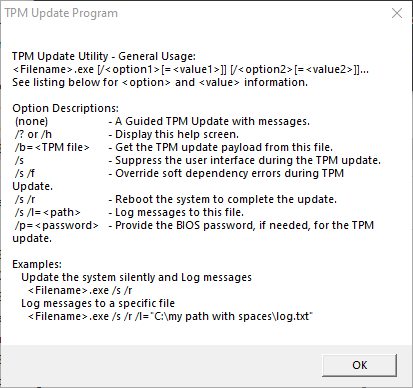 TPM Update program switches